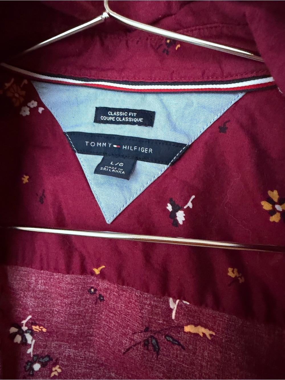 Tommy Hilfiger Women's Maroon Floral Button-Down Shirt